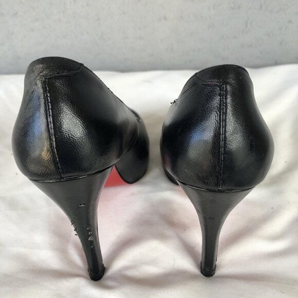 Christian Louboutin Shoes Womens Size 35 Black Peep Toe Pumps Red Sole Italy - Picture 12 of 16